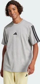 adidas Essentials 3-Streifen Single Jersey T-Shirt kurzarm medium grey heather/black (Herren)