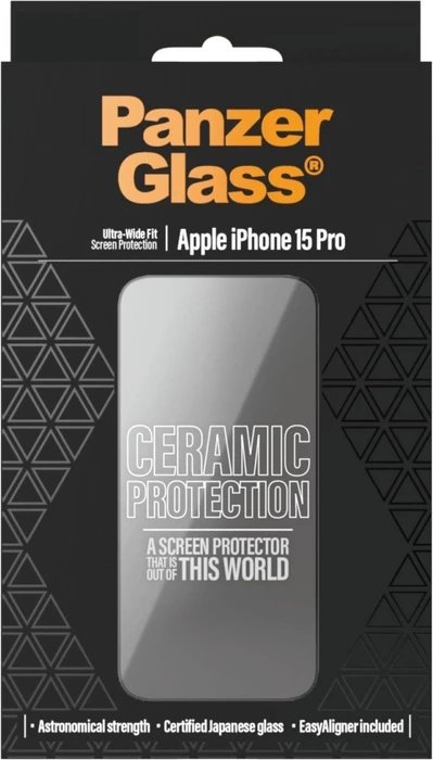 PanzerGlass Ceramic Screen Protector Ultra-Wide Fit with EasyAligner für Apple iPhone 15 Pro