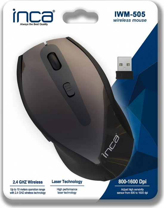 Inca IWM-505 Wireless Mouse grau/schwarz, USB