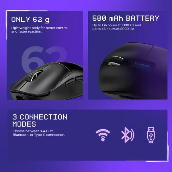 Proove RC Raider 8K Wireless Gaming Mouse, schwarz, USB/Bluetooth