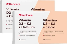 Redcare Vitamin D3 + K2 + Calcium Tabletten, 120 Stück (2x 60 Stück)