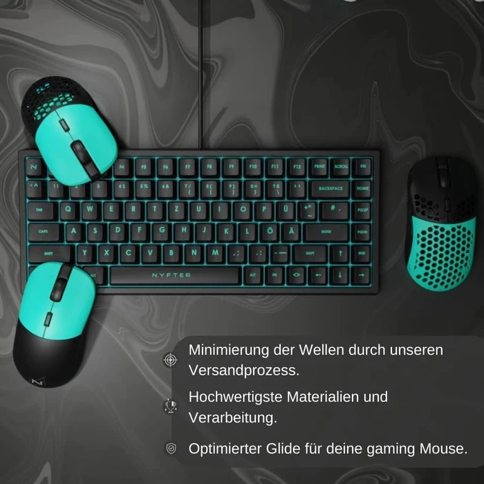 Nyfter Nyfpad RGB XXL Liquid Premium Gaming Mousepad, 900x500mm, Design grau/weiß