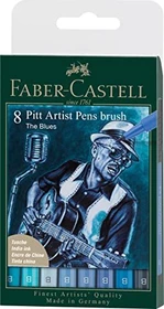 Faber-Castell PITT artist Pen The Blues Starter sortiert, 8er-Set, Kunststoffetui