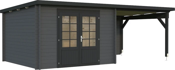Palmako Ella 8.7+8.2m² Gartenhaus mit Schleppdach dunkelgrau/anthrazit