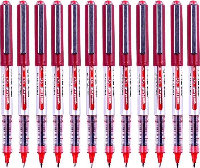 Uni-Ball Eye Micro UB-150 Tintenroller (Mine) rot/silber, 12er-Pack