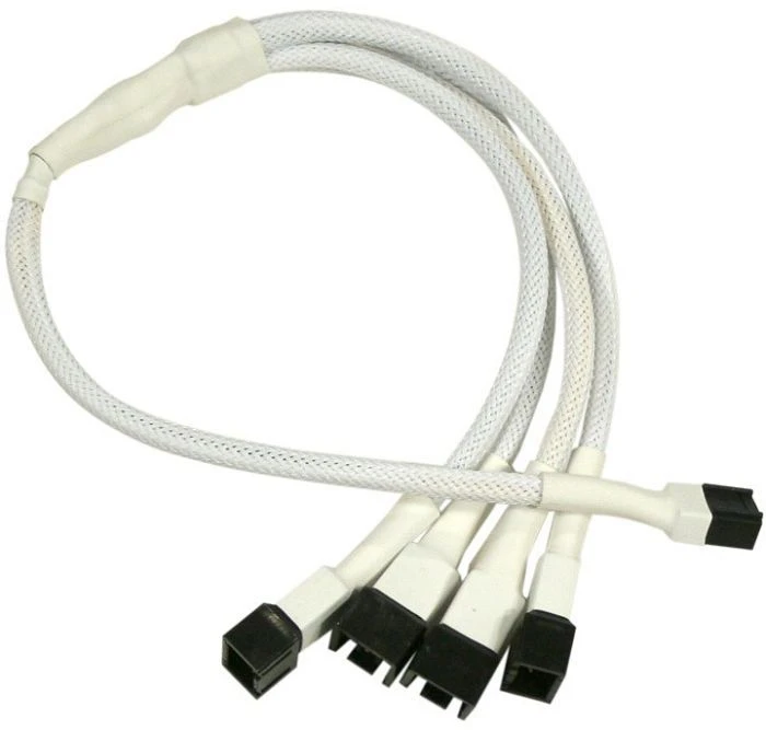 Nanoxia 3-Pin auf 4x 3-Pin Verteiler, sleeved, 60cm, weiß