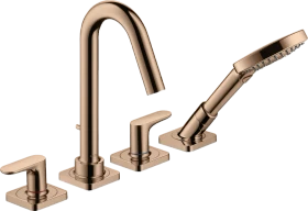 Hansgrohe Axor Citterio M 4-Loch Wannenrandarmatur mit Hebelgriffen und Rosetten polished red gold