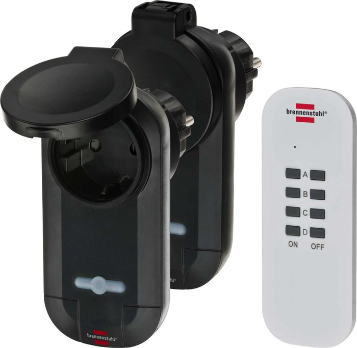Brennenstuhl RC CE1 0201 IP44 Comfort-Line, 2er Funksteckdosen-Set mit Fernbedienung
