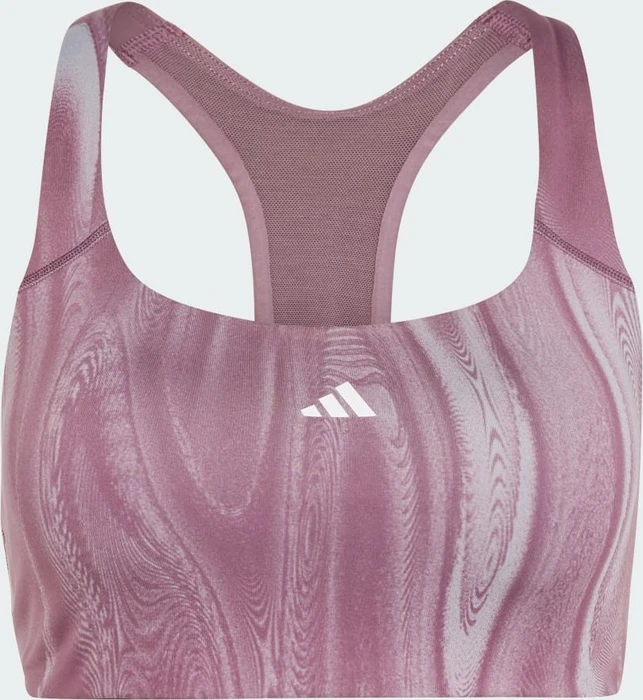adidas Powerimpact Training Medium-Support 3-Streifen Sport-BH glory grey/shadow fig (Damen)