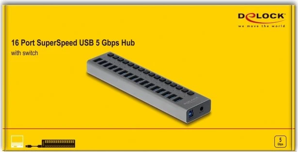 DeLOCK USB-Hub, 16x USB-A 3.0, USB-B 3.0 [Buchse]