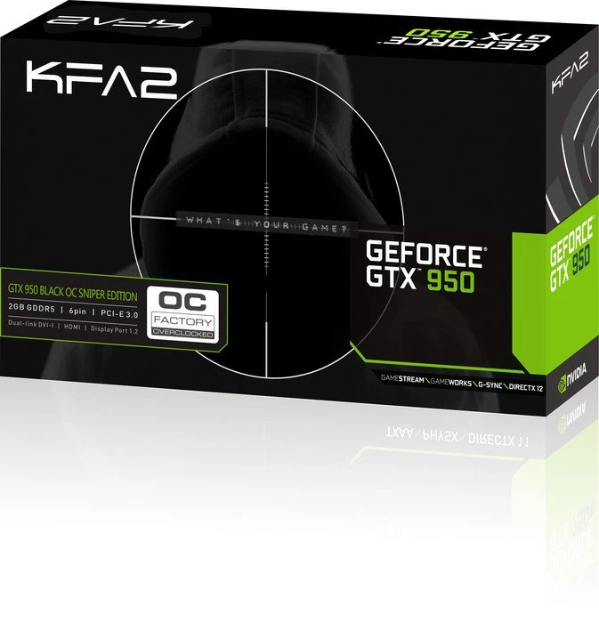KFA2 GeForce GTX 950 Black OC Sniper, 2GB GDDR5, DVI, HDMI, DP