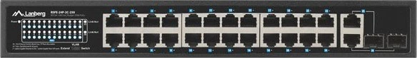 Lanberg RSFE Rackmount Switch, 24x RJ-45, 2x RJ-45/SFP, 250W PoE+