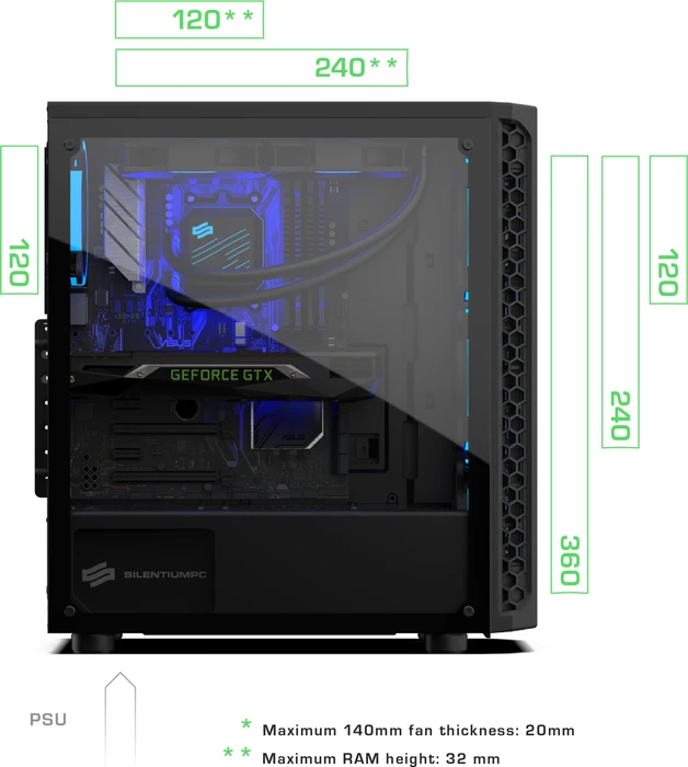 Endorfy SilentiumPC Signum SG1X TG RGB, Glasfenster
