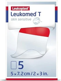 BSN medical Leukomed T skin sensitive Pflaster steril transparent, 5 x 7.2cm, 5 Stück