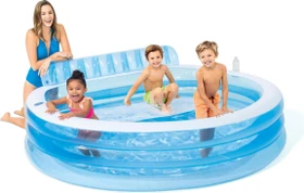 Intex Schwimm Center Family Lounge Pool Planschbecken mit Sitzbank rund 224x216x76cm