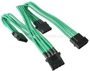 BitFenix Alchemy 4-Pin Molex auf 3x 4-Pin Molex 55cm, sleeved grün