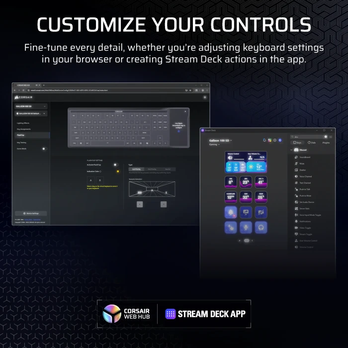 Corsair Galleon 100 SD mit integriertem Stream Deck, schwarz, LEDs RGB, MLX Pulse, USB, UK