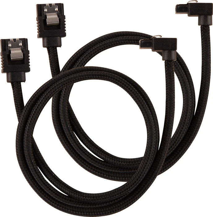 Corsair Premium Sleeved SATA 6Gb/s Kabel schwarz 0.6m, gewinkelt