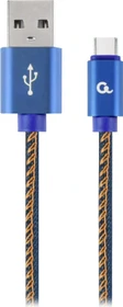 Gembird Premium Cotton Braided Type-C USB Charging And Data Cable 1.0m dunkelblau