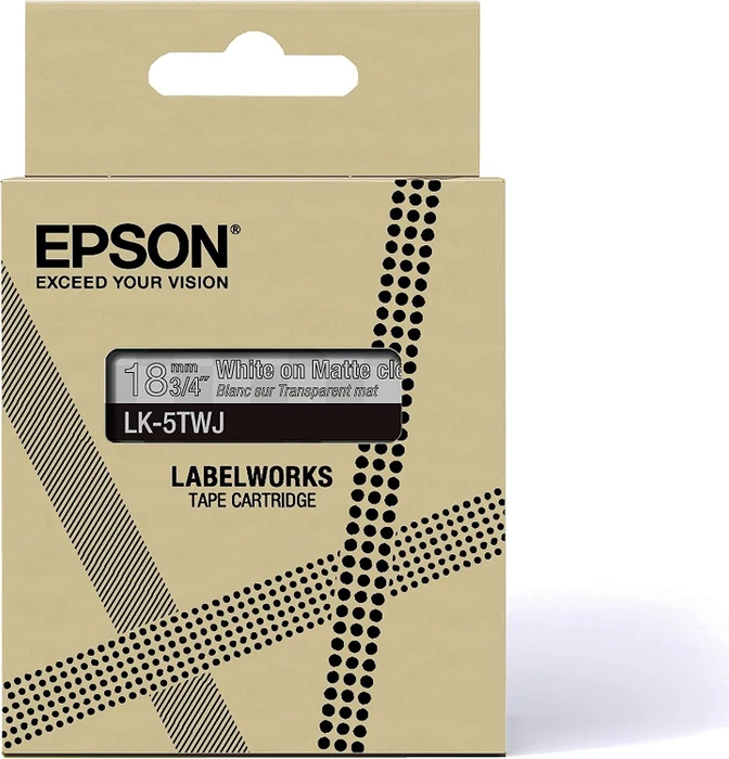 Epson LK-4TWJ Beschriftungsband, 12mm, weiß/transparent matt