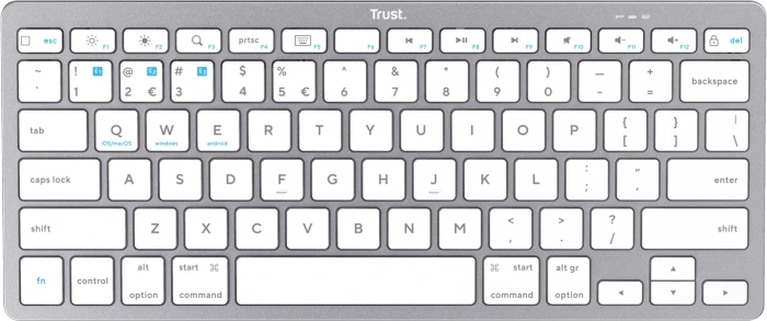 Trust Ultra-thin Wireless Bluetooth Keyboard, silber/weiß, Bluetooth, DE