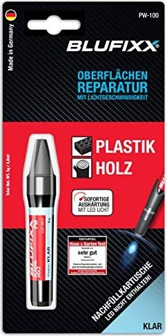 BluFixx PW Plastik Holz Strahlenhärtender Kleber transparent, 5g