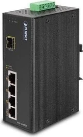 Planet ISW-514PTF Industrial Railmount Switch, 4x RJ-45, 1x SFP, PoE