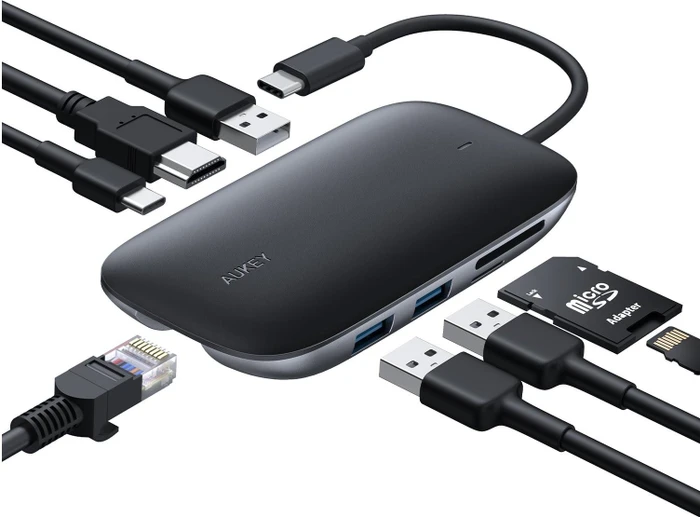 Aukey CB-C71 8 in 1, USB-C 3.0 [Stecker]