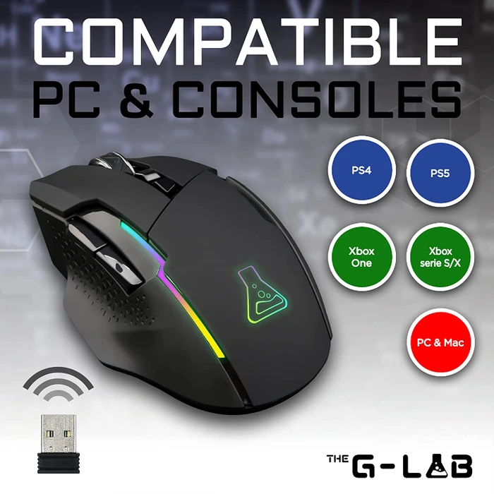 The G-Lab Kult Caesium Wireless Gaming Mouse, schwarz, USB