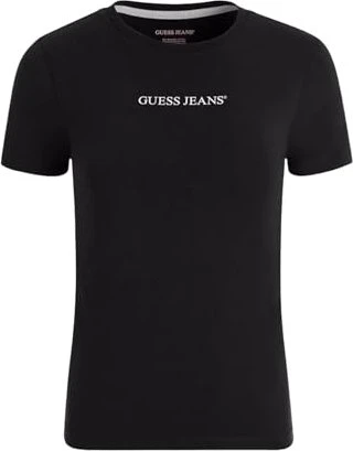 Guess Logo-Print T-Shirt kurzarm schwarz (Damen)