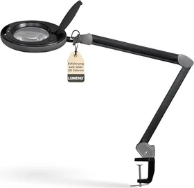 Lumeno LED Lupenleuchte 8513, 3 Dioptrien, 1,75x, mit Tischklemme schwarz