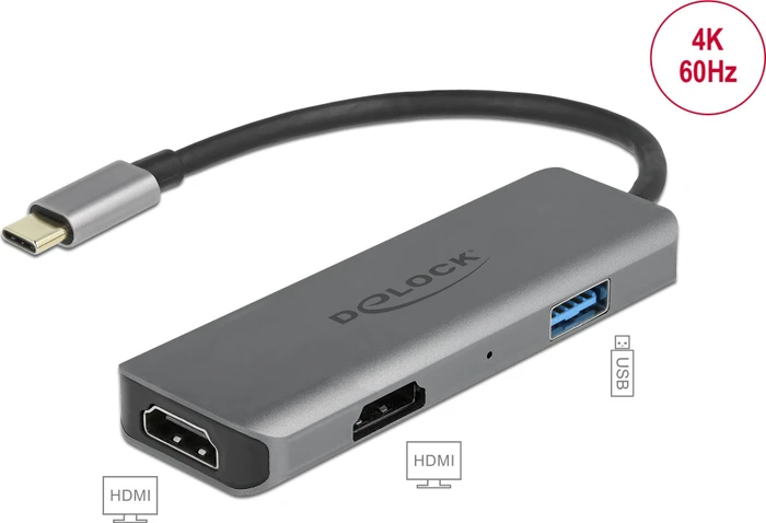 DeLOCK USB Type-C Adapter Dual zu HDMI, USB-C 3.0 [Stecker]
