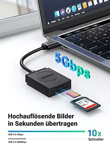 Ugreen 2-in-1 Card Reader, USB-A 3.0 [Stecker]