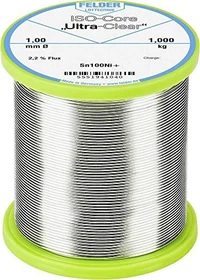 Felder ISO-Core Ultra-Clear Sn100Ni+ Sn99.25Cu0.7Ni Lötzinn 1mm, 1.00kg