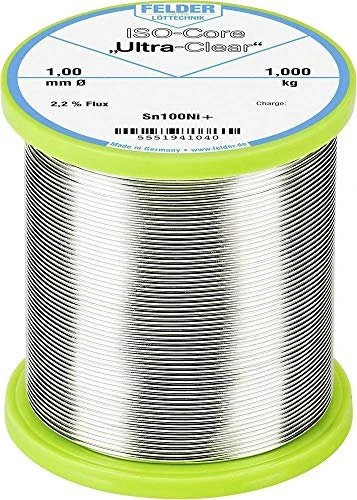 Felder ISO-Core Ultra-Clear Sn100Ni+ Sn99.25Cu0.7Ni Lötzinn 1mm, 1.00kg