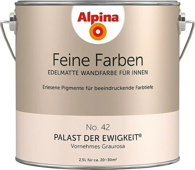 Alpina Farben Feine Farben No. 42 Palast der Ewigkeit innen vornehmes graurosa edelmatt rosa, 2.5l