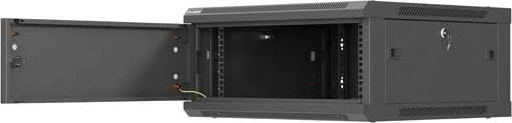 Lanberg WF01 Series 19" Wandschrank 4HE, hängend, Flatpack, Stahltür, IP20, RAL 9004, 600mm tief