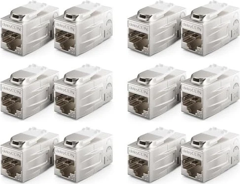 deleyCON Keystone Modul RJ-45 Modularkupplung, Cat7, 12er-Pack Kupplung