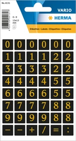 Herma Zahlenetiketten 0-9, 13x13mm, gold/schwarz, 2 Blatt (96 Etiketten)