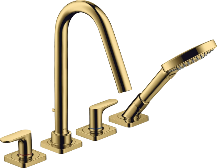 Hansgrohe Axor Citterio M 4-Loch Fliesenrandarmatur mit Hebelgriffen und Rosetten polished goldoptik