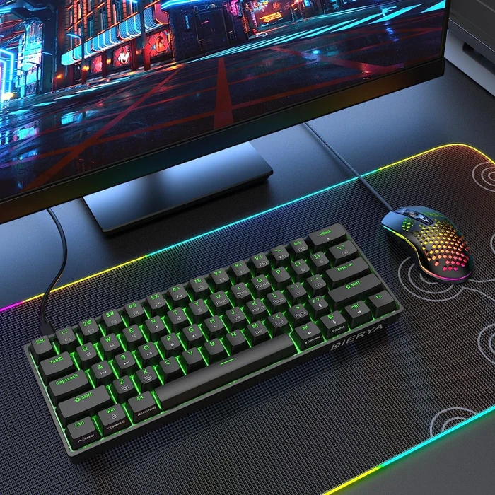 Dierya DK61SE, schwarz, LEDs grün, BROWN Switches, USB, US
