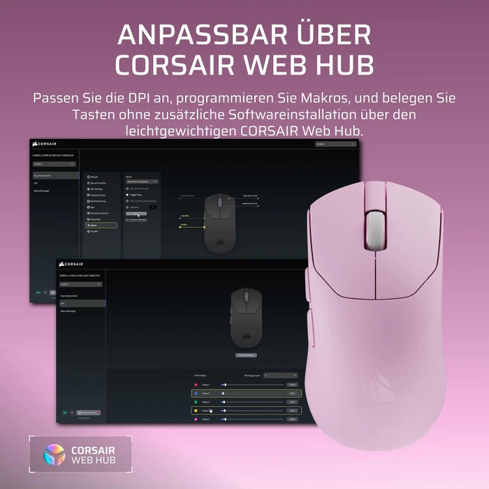 Corsair Sabre v2 Pro Ultralight Wireless, Pink, USB