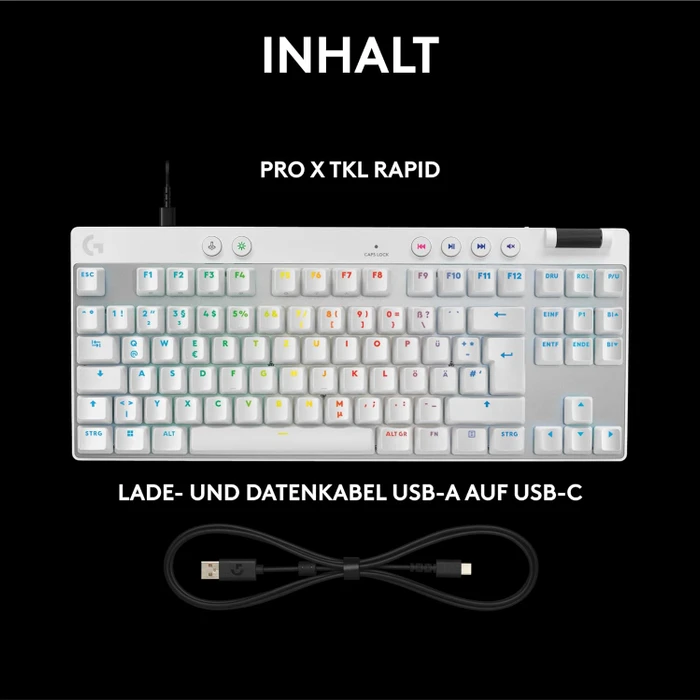 Logitech G PRO X TKL Rapid, weiß/silber, Magnetic Analog, USB, DE