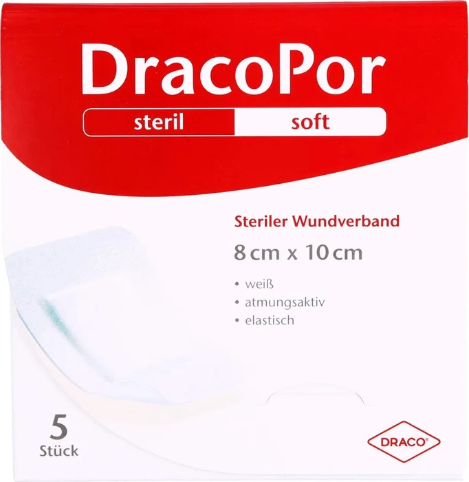 Dr. Ausbüttel DracoPor Soft steriler Wundverband weiß, 8 x 10cm, 5 Stück