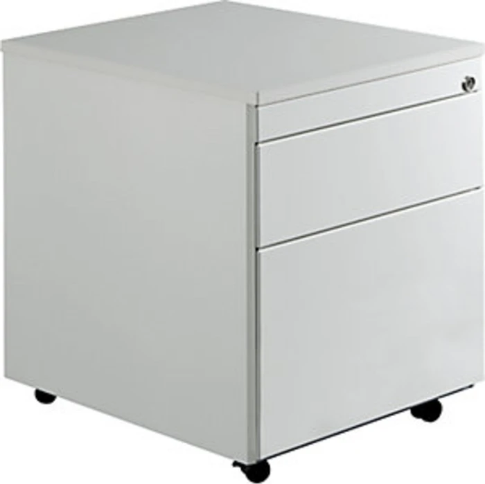 mauser Rollcontainer line, 1x Utensilienauszug, 1x Materialschublade, 1x Hängeregistratur, lichtgrau