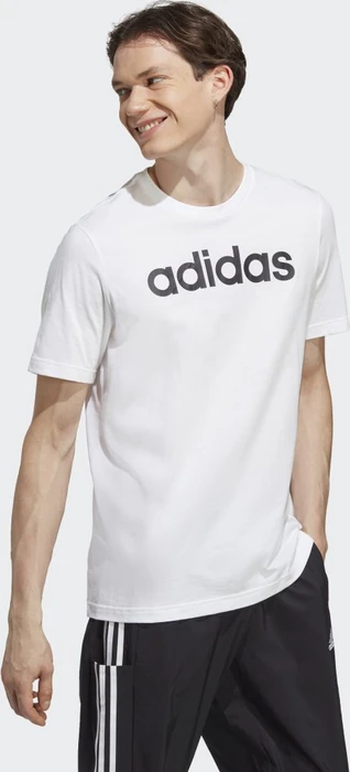 adidas Essentials Single Jersey Linear Embroidered Logo T-Shirt kurzarm weiß/schwarz (Herren)
