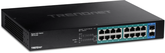 TRENDnet TPE-TG Rackmount Gigabit Switch, 16x RJ-45, 2x SFP, 240W PoE+