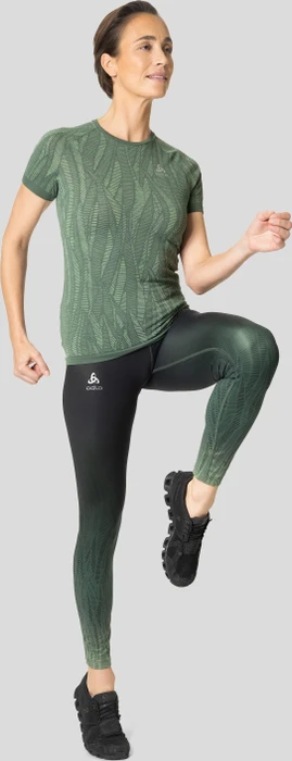 Odlo Zeroweight Ceramicool Funktionsshirt kurzarm camping green space dye (Damen)