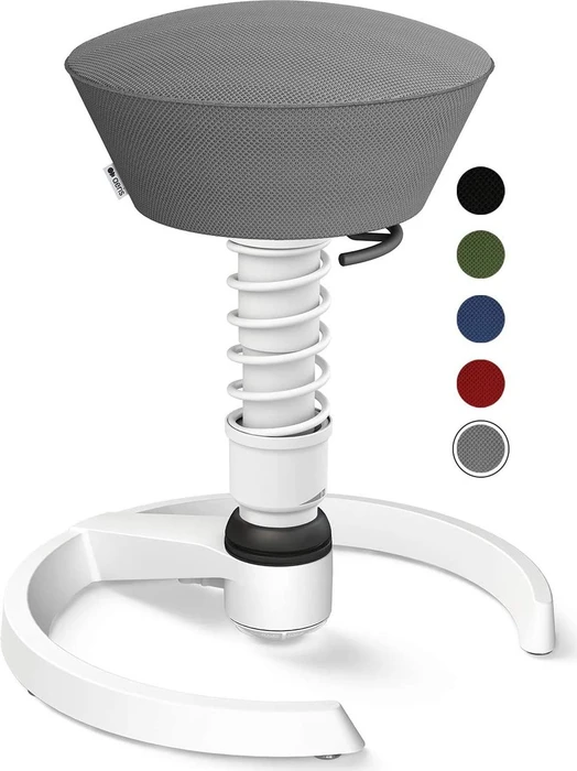 Aeris Swopper Air New Edition Bürohocker mit Gleitern, Feder Standard, Gestell Alu weiß, Bezug Mesh-Gewebe grau