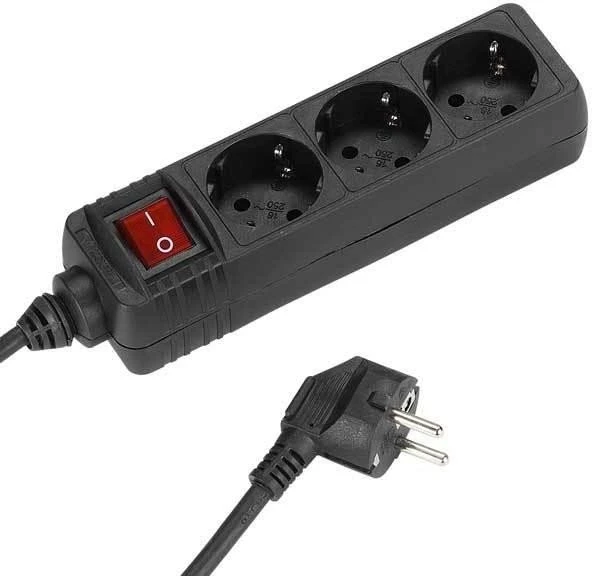 Vivanco ES3 S15 mit Schalter, 3-fach, 1.4m, schwarz